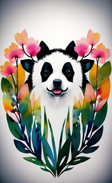 Panda with Floral Accents & Panda Head – Free Stock Photo for Download