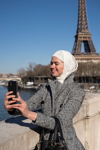 Muslim Woman Traveling in Paris – Free Stock Photo for Download