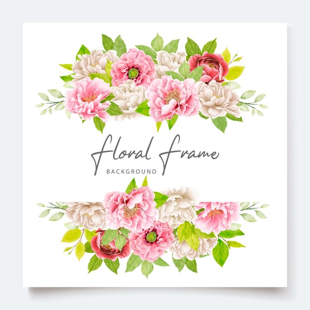 Hand Drawn Peony Border and Frame Background Design – Free Download