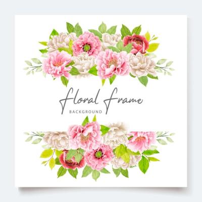 Hand Drawn Peony Border and Frame Background Design – Free Download