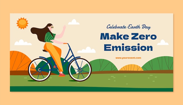 Flat Horizontal Banner Template for Earth Day Celebration – Free Download