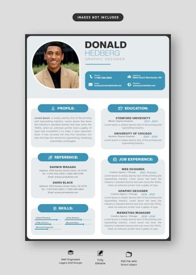 Clean and Modern Resume Portfolio or CV Template – Free Download