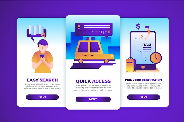 Taxi Service Onboarding App Screens Pack – Free Download