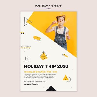 Holiday Trip 2020 Party Poster Template – Download Free Stock Photo