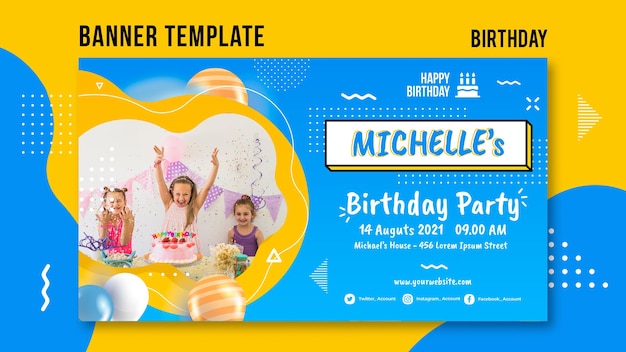 Creative Birthday Banner Template with Photo – Free to Download