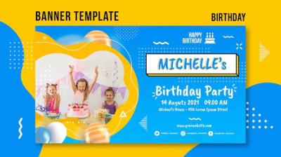 Creative Birthday Banner Template with Photo – Free to Download