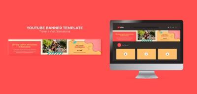 Traveling YouTube Banner Template in Flat Design – Free Download