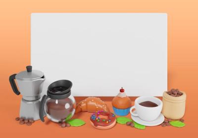 3D Rendered Breakfast Sales Blank Banner Background – Free Download