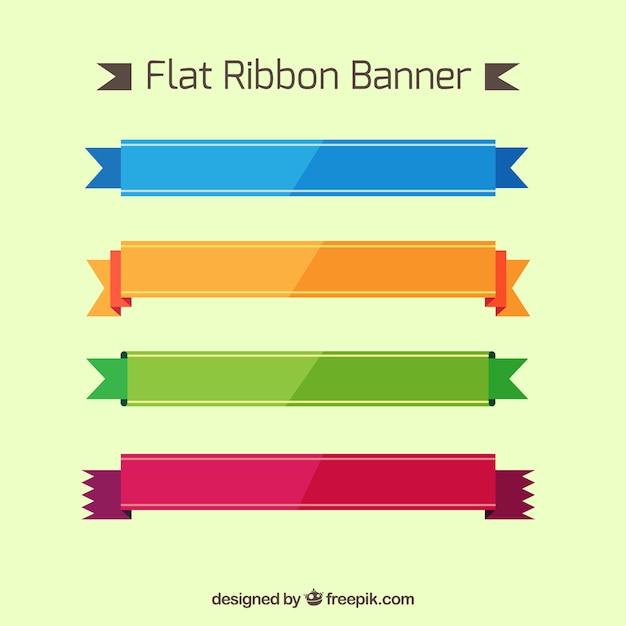 Flat Design Colored Ribbons Set – Free Download