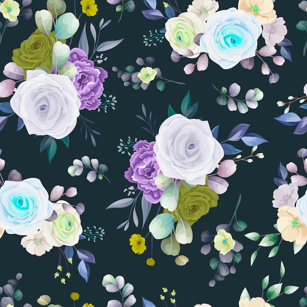 Beautiful Hand Drawn Roses Floral Seamless Pattern – Free Download