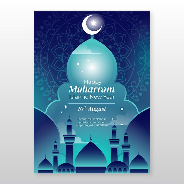 Gradient Muharram Vertical Poster Template – Free Download