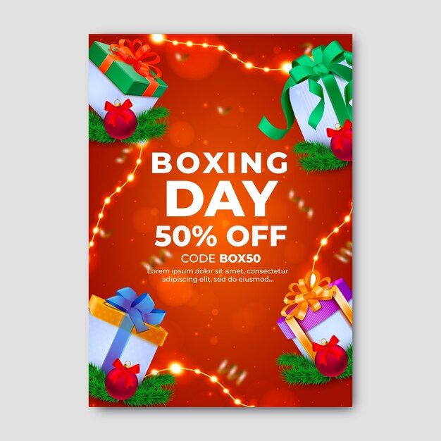 Realistic Boxing Day Vertical Poster Template – Free Download