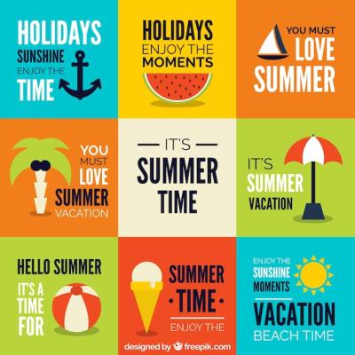 Summer Elements Collage in Flat Design – Free Download