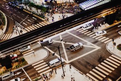 High Angle View of Traffic on City Street – Free Download