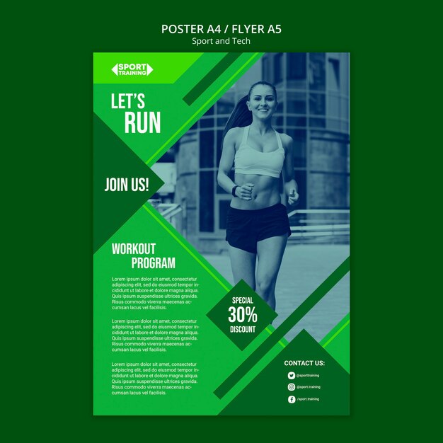 Modern Sport and Tech Poster Template for Free Download