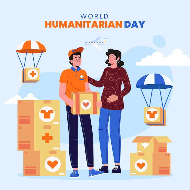 World Humanitarian Day Flat Illustration – Free Download