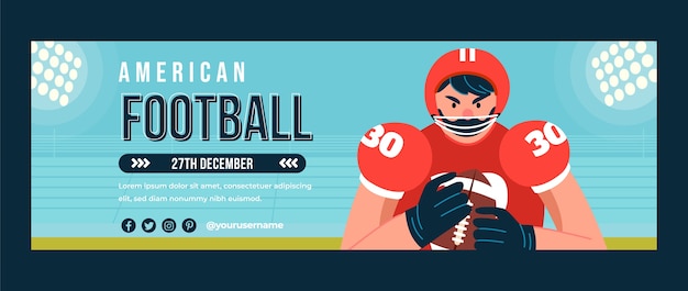 Flat Design American Football Twitter Header – Free to Download