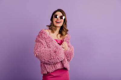 Adorable Brunette Woman in Pink Coat – Free Stock Photo for Download