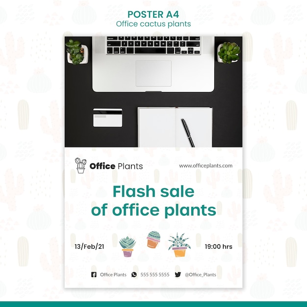 Vertical Poster Template for Office Workspace Plants – Free to Download