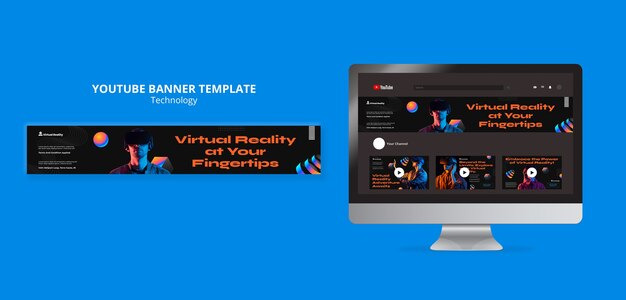 YouTube Banner Templates for Virtual Reality Technology – Free Download