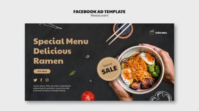 Hand Drawn Tasty Food Restaurant Facebook Template – Free Download