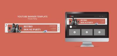 House Music Party YouTube Banner Template – Free Download