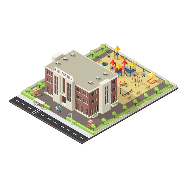 Colorful Isometric Children Playground Concept – Free Download for Stock Photos