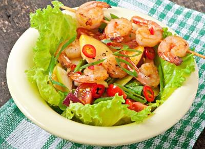 Shrimp Salad with Peaches, Tomato, Avocado, and Lettuce – Free Download