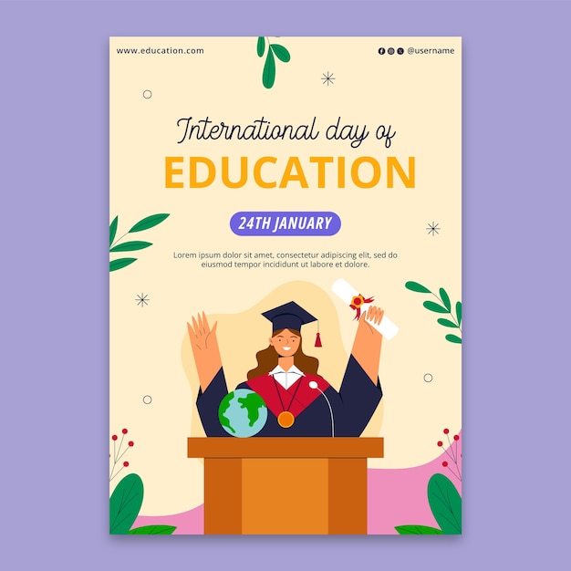 Vertical Poster Template for International Day of Education – Free Download