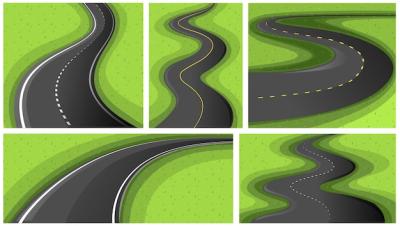 Scene Backgrounds Featuring Various Road Shapes – Free Download