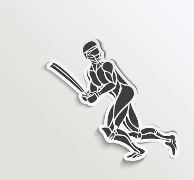 Cricket Championship Batsman Sticker Vector Illustration – Free Download