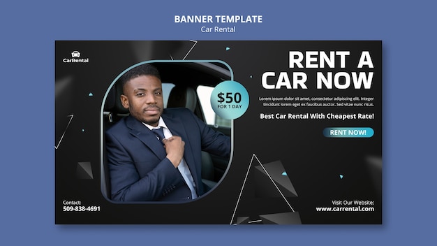 Flat Design Car Rental Banner Template – Free Download