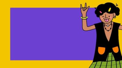 Cool Kid Character Vector on Yellow Frame and Purple Background – Free Download