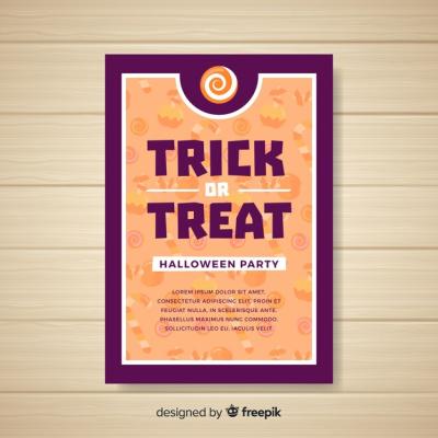 Creepy Halloween Party Poster in Flat Design – Free Download