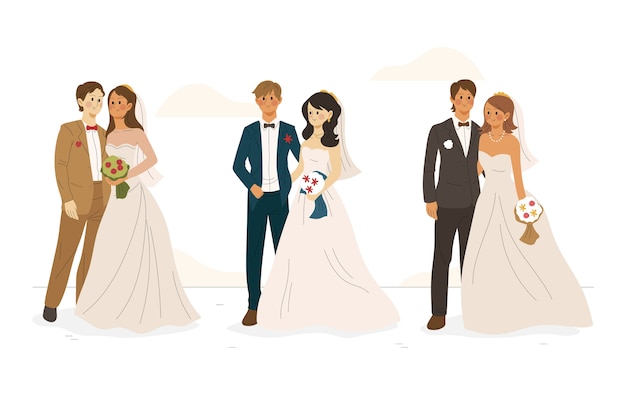 Hand Drawn Wedding Couples – Free Download for Stock Photos