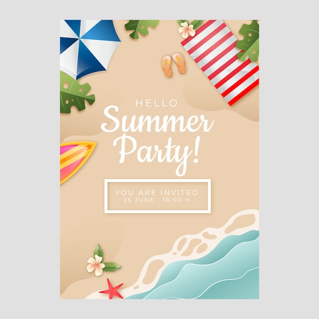 Summer Season Gradient Party Invitation Template – Free Download