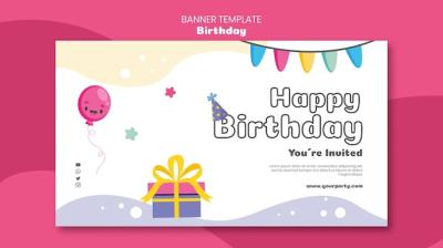 Birthday Celebration Horizontal Banner Template – Free Download