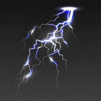 Realistic Lightning Bolt on Transparent Background – Free Download