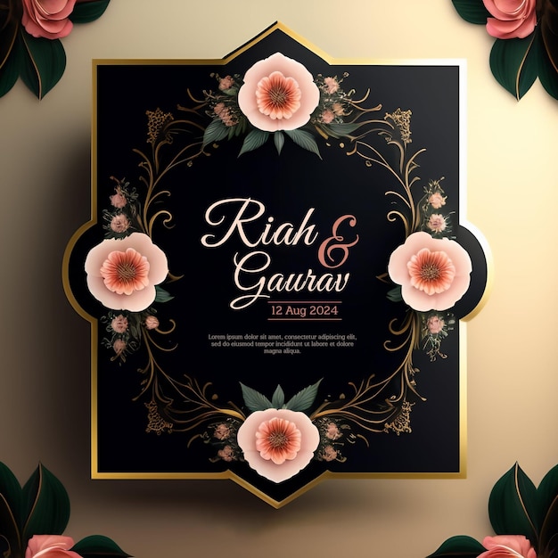 Elegant Vintage Wedding Invitation Greeting Cards – Free Download