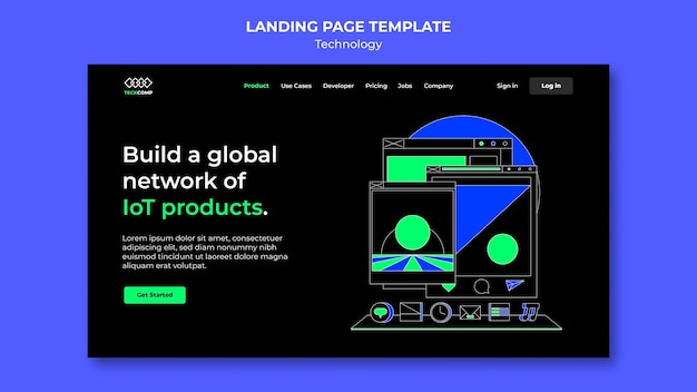 Hand Drawn Technology Landing Page Template – Free Download