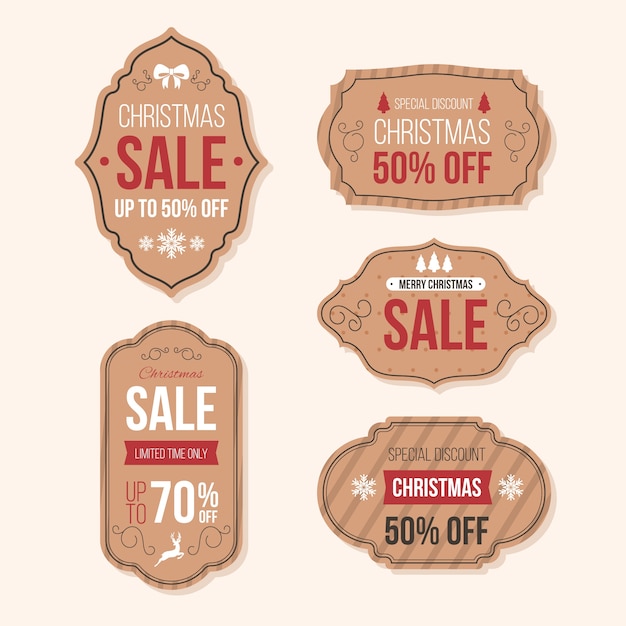 Retro Christmas Sale Tag Collection – Download Free Stock Photo