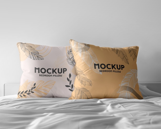 Bedroom Mockup Featuring Sheets and Pillow – Free Stock Photo for Download