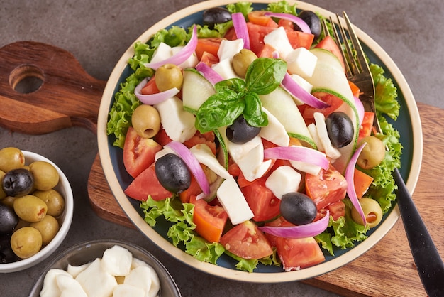 Classic Greek Salad: Fresh Vegetables, Feta Cheese, and Olives – Free Download