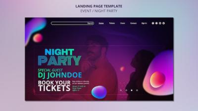 Night Party Landing Page Template Design – Download Free Stock Photo