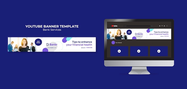Flat Design Bank Services YouTube Banner – Free Download