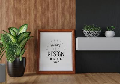 Poster Frame Mockup for Living Room – Free Download