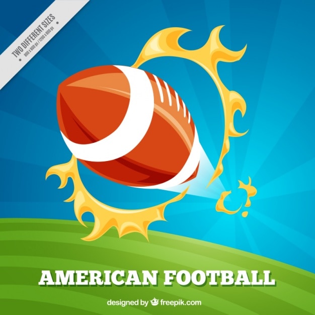 American Football Background Featuring a Ball and Flaming Hoops – Free Download