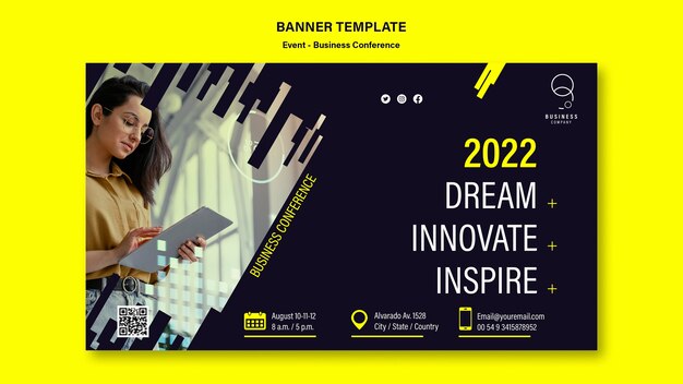 Horizontal Banner Template for Professional Business Events – Free Download