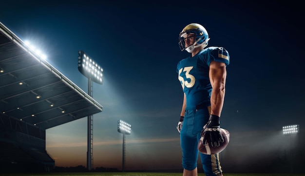 American Football Player in a Professional Sport Stadium – Free Download