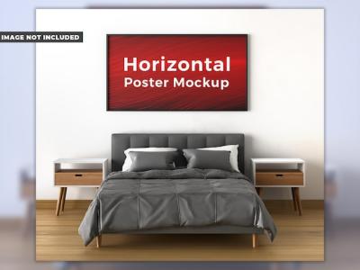 Picture Frame Mockup in Bedroom – Free to Download